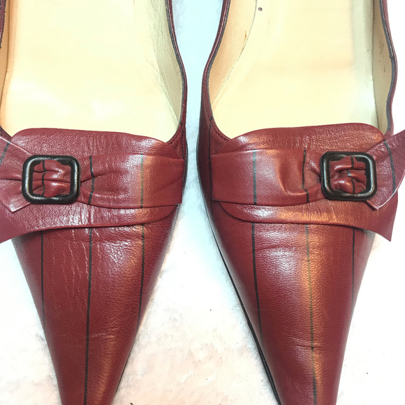 EMMA HOPE'S Made in Italy Stripped Kitten heel Pump shoes - Picture 3 of 6